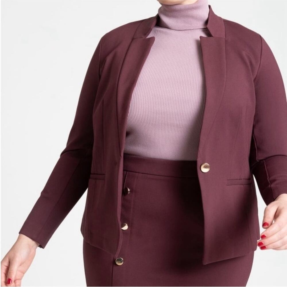 NEW Eloquii The Ultimate Stretch One Button Blazer in Vineyard Maroon - Size 30